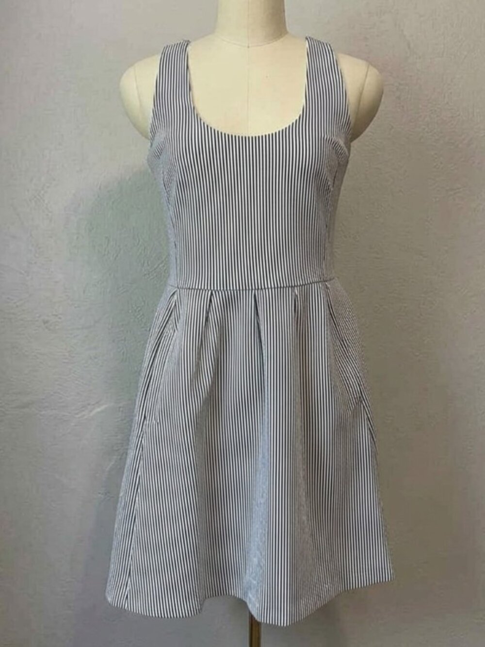 Banana Republic Navy White Striped Preppy Nautical Dress w/ Pockets Size 10